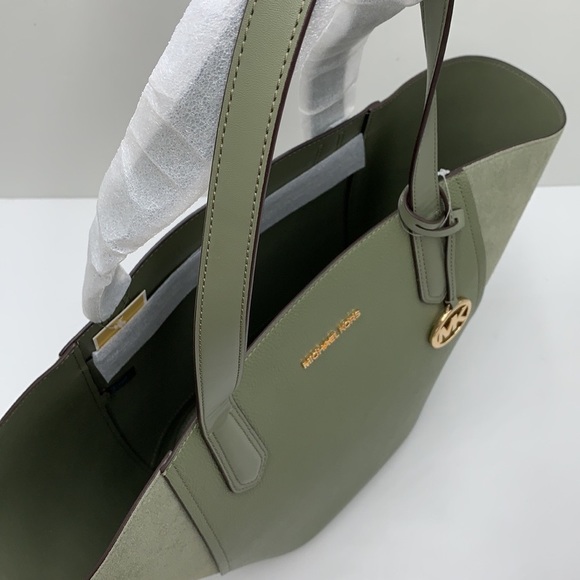 MICHAEL KORS PORTIA Large TOTE ARMY GREEN COLOR Pebbled leather/ suede - Picture 10 of 14
